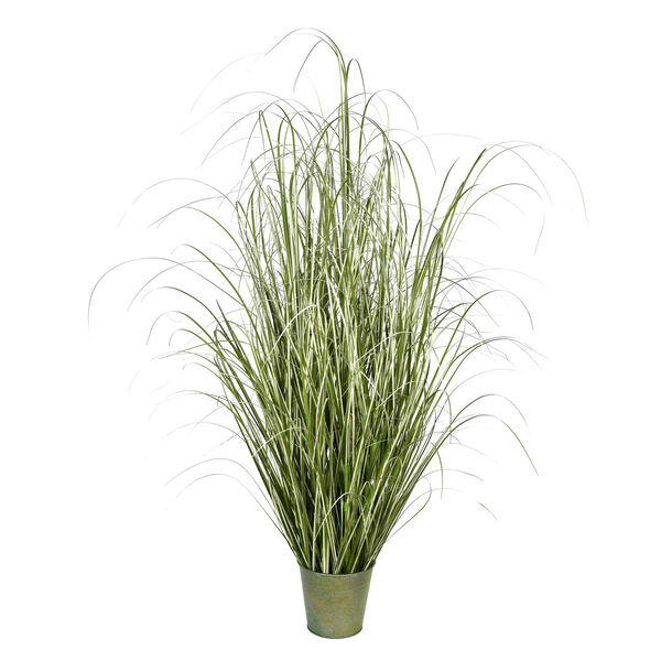 Green 59-Inch Grass with Iron Pot, image 1
