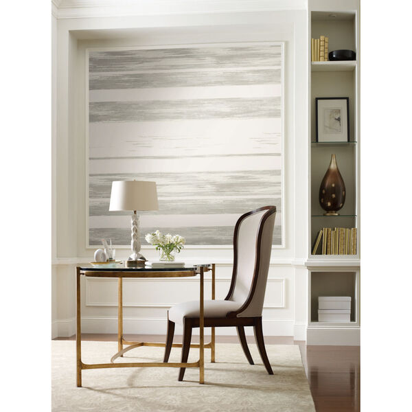 Ronald Redding 24 Karat White and Gray Horizontal Dry Brush Wallpaper, image 6