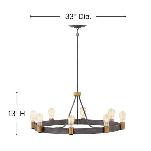 Silas Aged Zinc Eight-Light Chandelier, image 2
