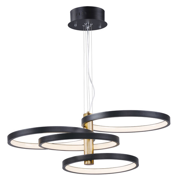 Hoopla Black and Gold 29-Inch Four-Light LED Pendant, image 1
