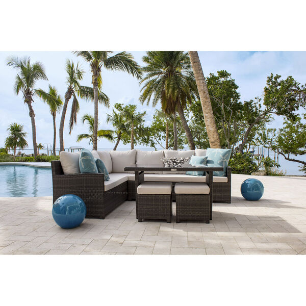 Ultra Canvas Brick Five-Piece Sectional Dining Set with Cushions, image 4