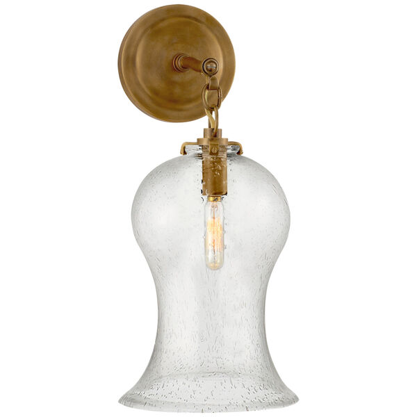 Katie Small Bell Jar Sconce in Hand-Rubbed Antique Brass with Seeded Glass by Thomas O'Brien, image 1