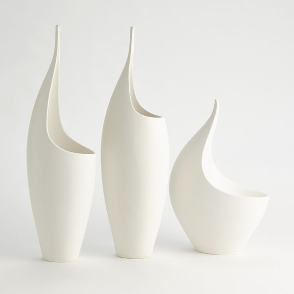 White Curved Tall Stem Vase, image 5