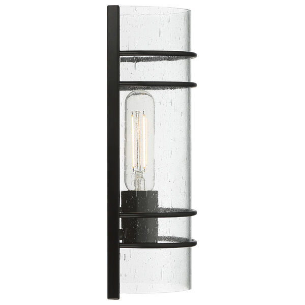 Artemis Matte Black Two-Light Wall Sconce with Seeded Glass, image 3