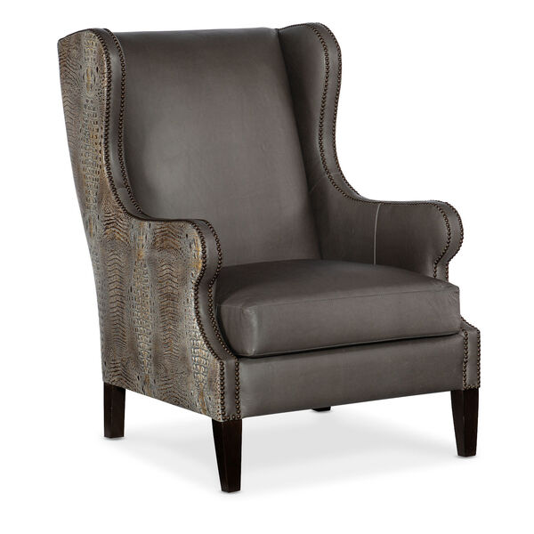 Grey and Black Club Chair with Faux Croc, image 1