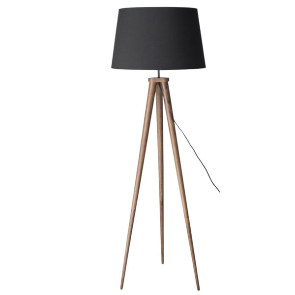 Triad Matte Black and Walnut One-Light Floor Lamp, image 1