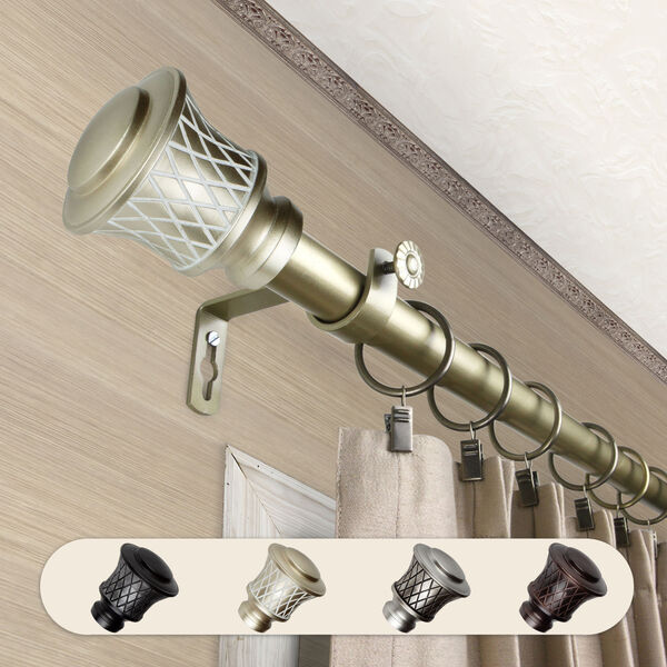 Olympia Light Gold 28-48 Inch Curtain Rod, image 1