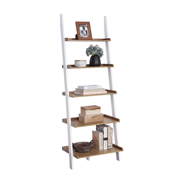 American Heritage Driftwood White Bookshelf Ladder, image 3