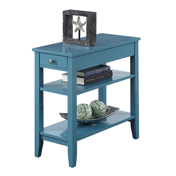 American Heritage Blue Three Tier End Table with Drawer, image 2