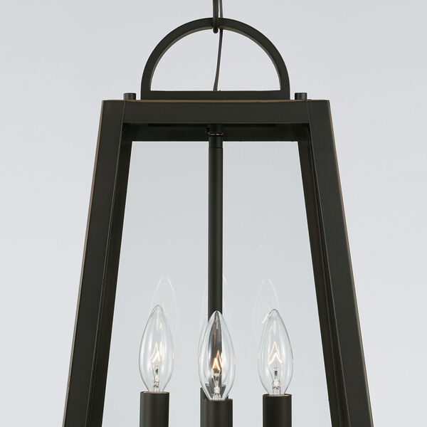 Leighton Oiled Bronze Four-Light Outdoor Hanging Lantern Pendant with Clear Glass, image 4