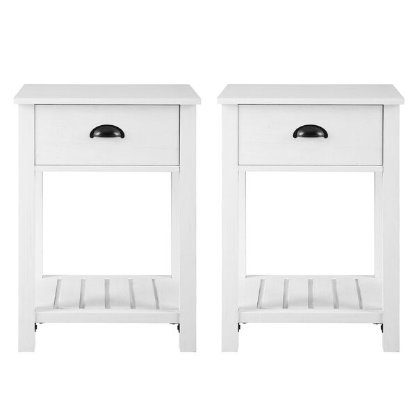 Brushed White Single Drawer Side Table, Set of Two, image 5