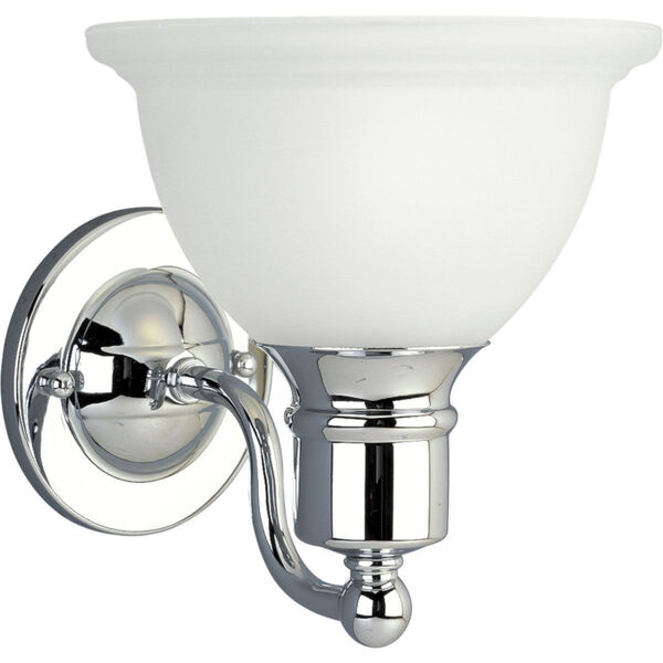 Madison Polished Chrome One-Light Bath Fixture with Etched Glass Bell Shaped Shade, image 1