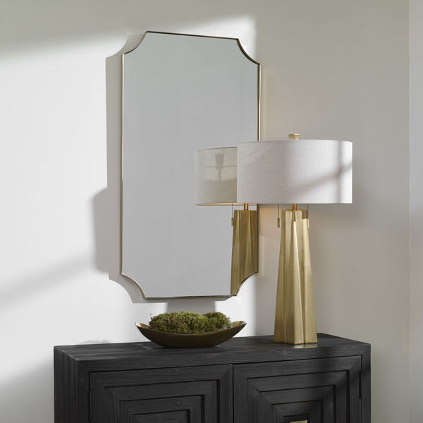 Lennox Brass Scalloped Corner Mirror, image 1