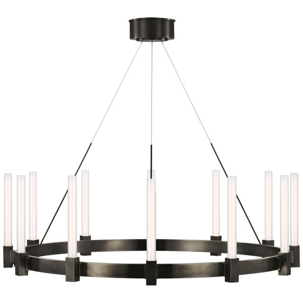 Mafra Large Chandelier in Bronze with White Glass by Ian K. Fowler, image 1