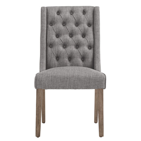 Donna Gray Tufted Linen Upholstered Dining Chair, Set of Two, image 2