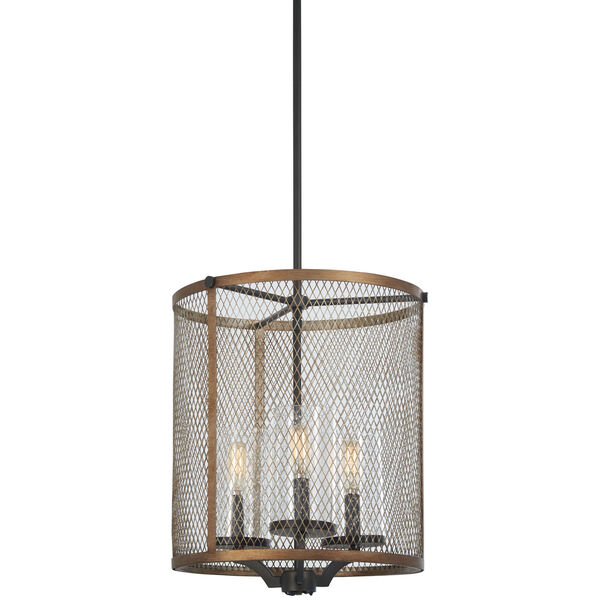 Marsden Commons Smoked Iron with Aged Gold 28-Inch Three-Light Pendant, image 1