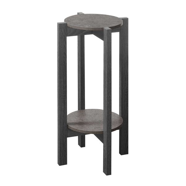 Newport Faux Cement and Weathered Gray 15-Inch Plant Stand, image 1