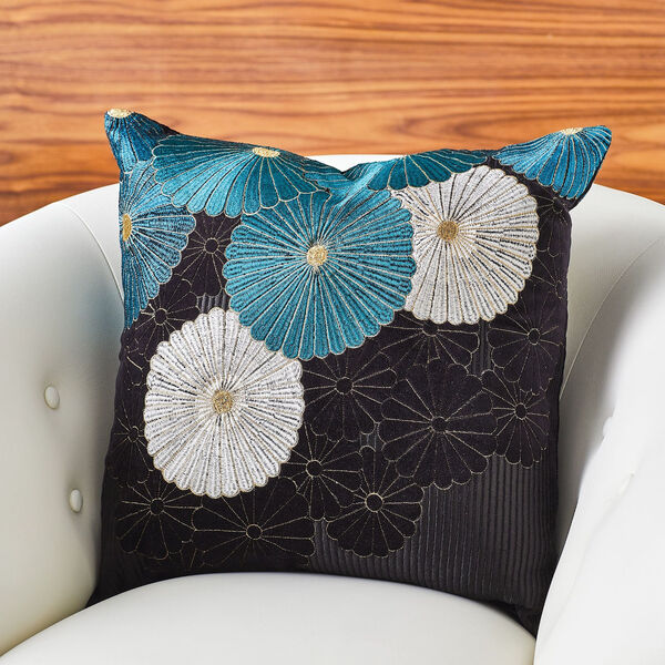 Grey and Blue Parasol Pillow, image 3