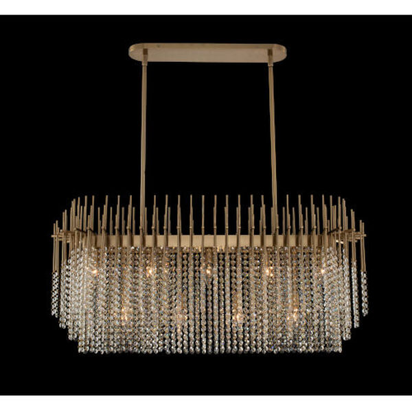 Estrella Brushed Champagne Gold One-Light Island Chandelier with Firenze Crystal, image 2