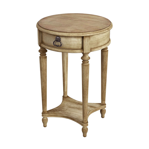 Jules Antique Beige One Drawer Round End Table with Storage, image 1