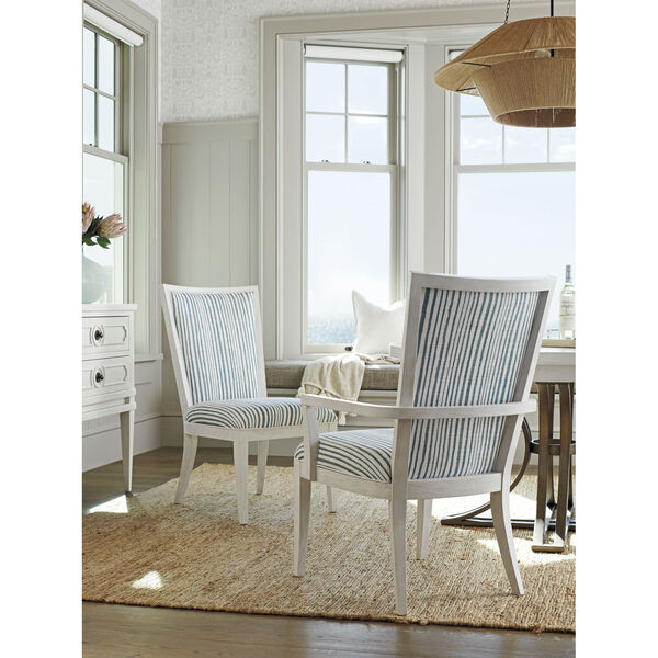 Ocean Breeze White and Blue Sea Winds Upholstered Side Chair, image 3