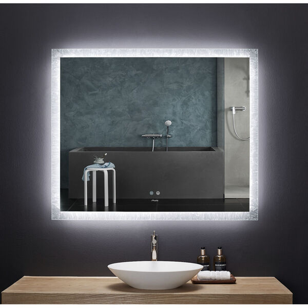 Frysta White 48 x 40 Inch LED Frameless Rectangualar Mirror with Dimmer and Defogger, image 1