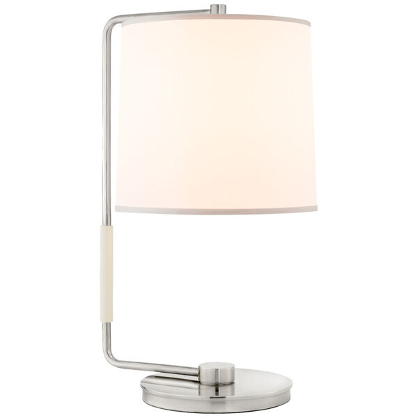 Swing Table Lamp in Soft Silver with Silk Shade by Barbara Barry, image 1