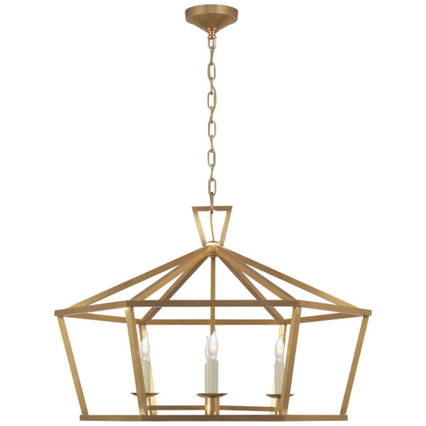 Darlana Wide Hexagonal Lantern in Antique-Burnished Brass by Chapman  and  Myers, image 1