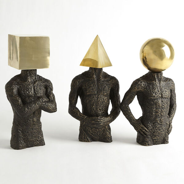 Brass and Bronze Cube Hero Figurine, image 4