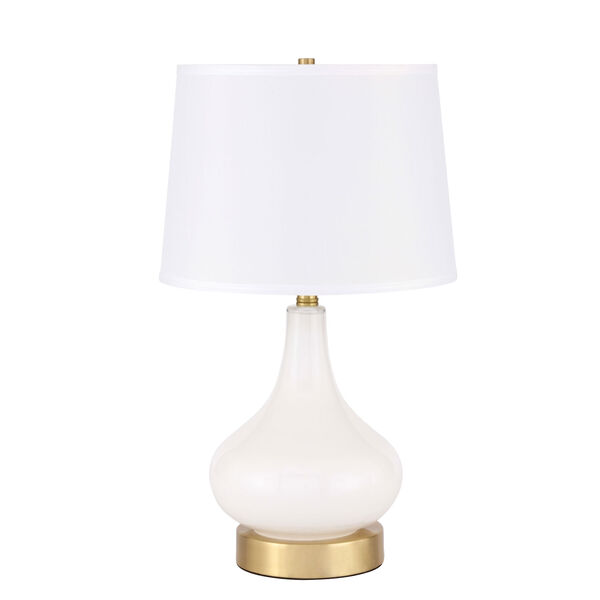 Alix Brushed Brass and White One-Light Table Lamp, image 1