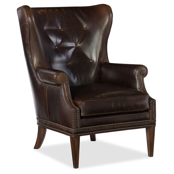 Maya Wing Brown Leather Club Chair, image 1