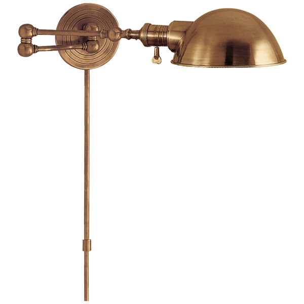 Boston Swing Arm in Hand-Rubbed Antique Brass with Slg Shade by Chapman and Myers, image 1