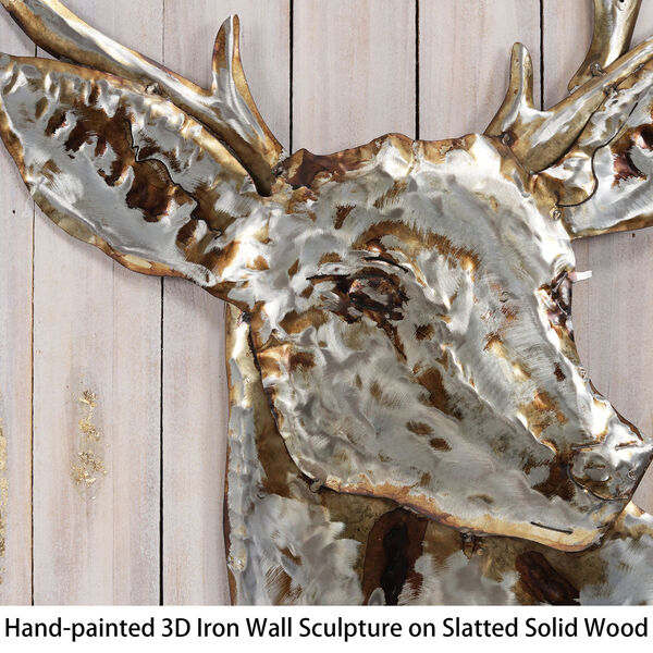 Deer 1 Hand Painted Iron Solid Wood Framed Wall Art, image 5