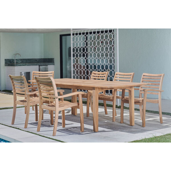 Manorhouse Natural Teak Rectangular Outdoor Dining Table with Built-In Extension, image 4