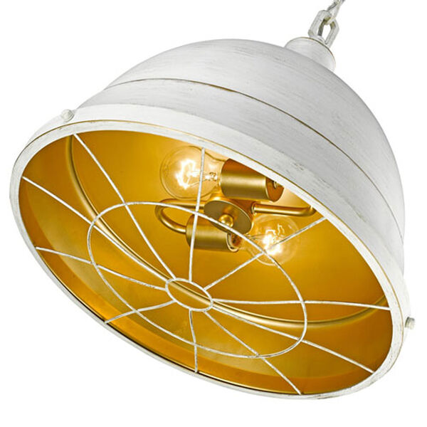 Fulton French White Two-Light Pendant with French White Shades, image 8