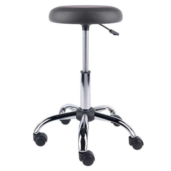 Clyde Charcoal Chrome Adjustable Cushion Seat Swivel Stool, image 3