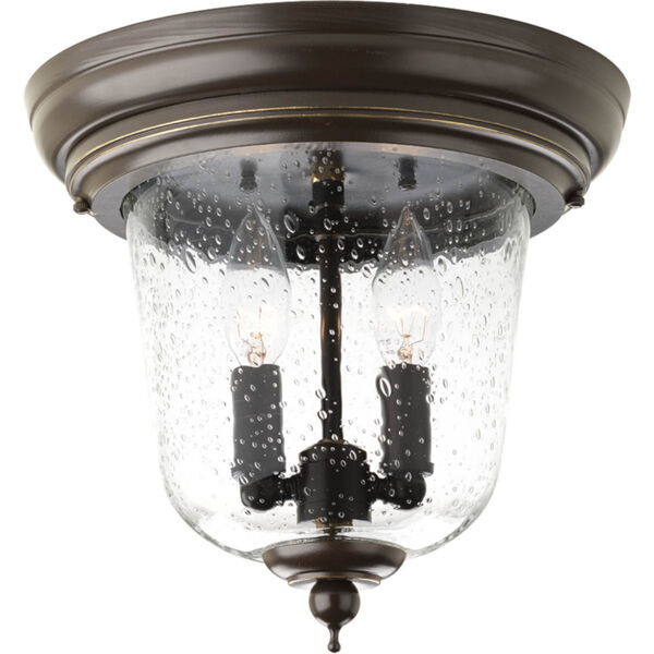 Ashmore Antique Bronze Two-Light Outdoor Semi-Flush Mount with Clear Seeded Glass, image 1
