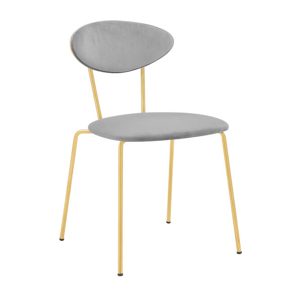 Neo Gray Velvet Gold Chrome Dining Chair, Set of Two, image 2