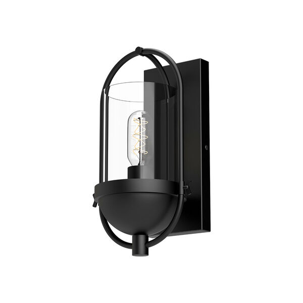 Cyrus Matte Black One-Light Wall Sconce with Clear Glass, image 1