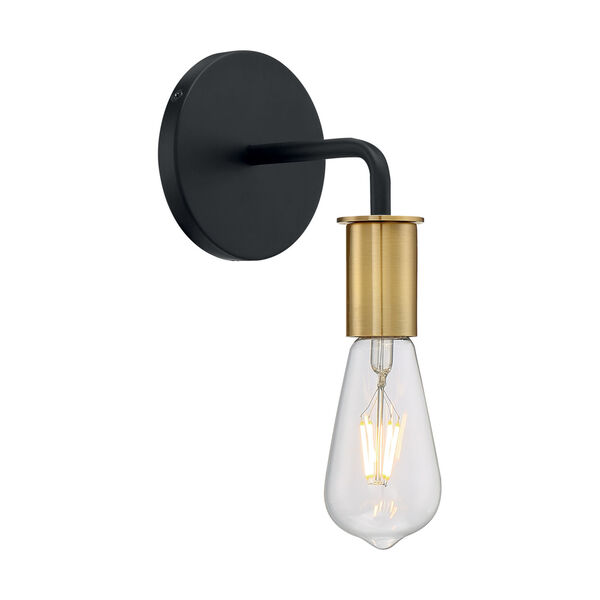 Ryder Black and Brushed Brass One-Light Wall Sconce, image 1