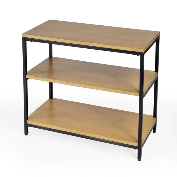 Hans Natural and Black Bookcase with Three Shelves, image 1