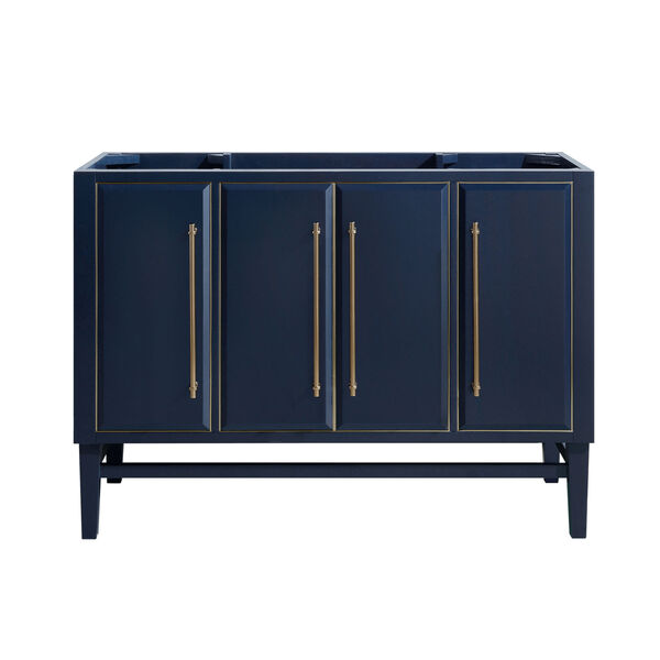 Navy Blue 48-Inch Bath vanity Cabinet with Gold Trim, image 1