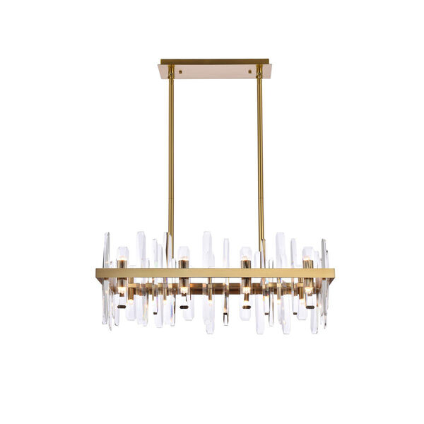 Serena Satin Gold and Clear 30-Inch Rectangle Chandelier, image 1