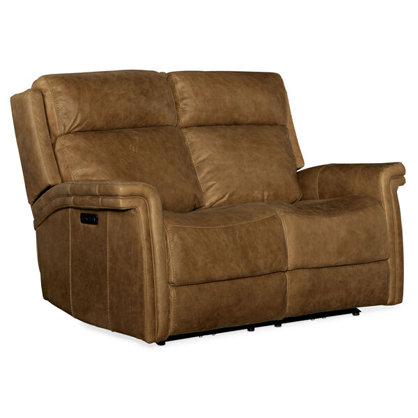 Brown 60-Inch Loveseat with Power Headrest, image 1