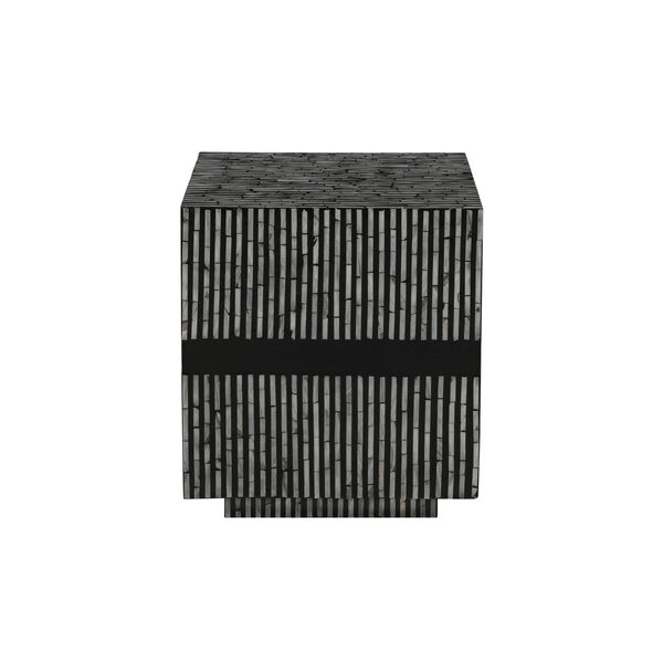 Pippit Black Capiz Square Striped Accent Table, image 1