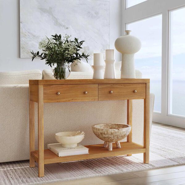 Celine Light Natural Two-Drawer Console Table, image 1