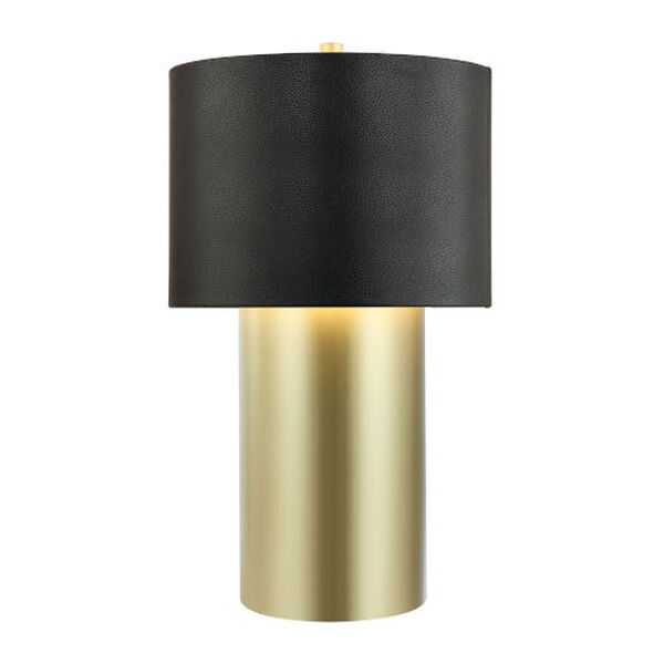 Secret Agent Painted Gold Black Leather One-Light Table Lamp, image 1