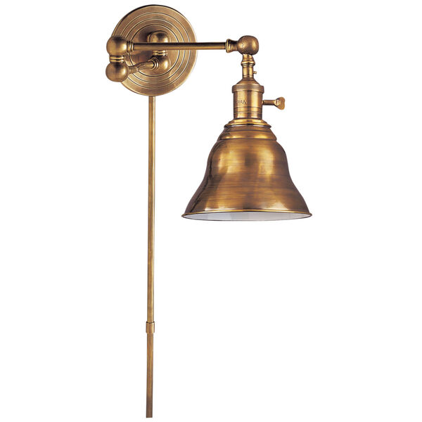 Boston Swing Arm in Hand-Rubbed Antique Brass with Sle Shade by Chapman and Myers, image 1