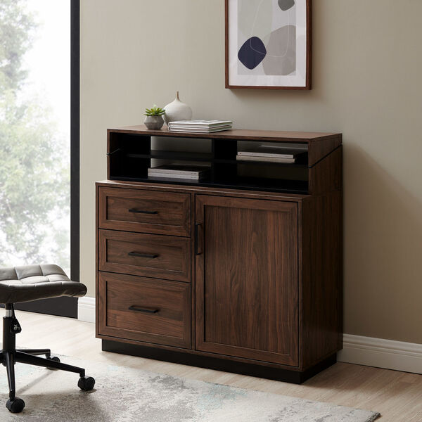Ravi Dark Walnut Three-Drawer Wood Secretary Desk, image 4