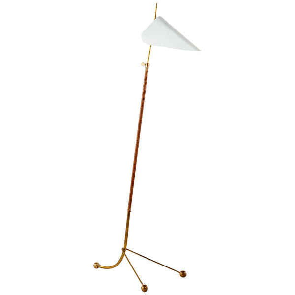 Moresby Floor Lamp in Hand-Rubbed Antique Brass with White Shade by AERIN, image 1